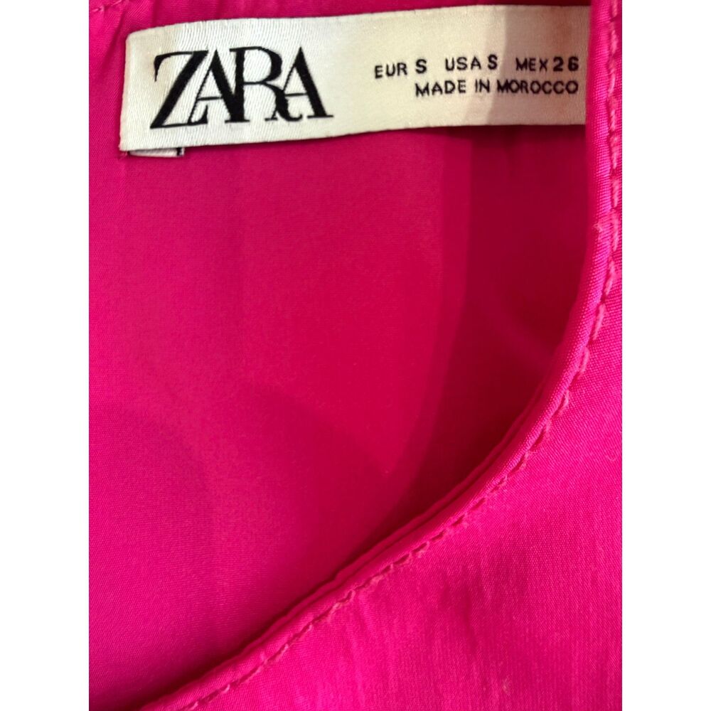 Zara Limited Edition Voluminous Ruffle Hem Crop Top Fuchsia Pink XS EUC - Picture 7 of 9